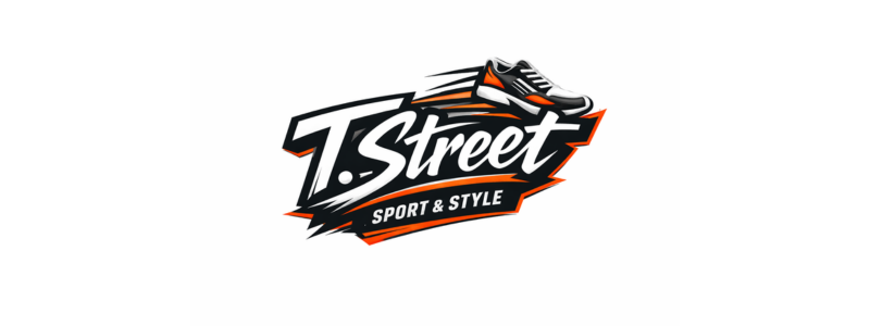 Un logo moderno y urbano para tienda de deportes y moda 'T. Street'. El diseño debe incluir una tipografía de estilo 'streetwear' audaz e impactante, combinada con un símbolo dinámico como una zap